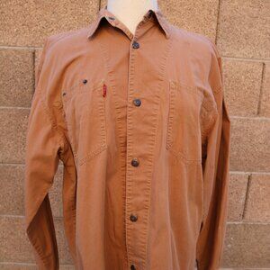 BUGLE BOY Shirt Mens  Canvas Western Snap Sawtooth Vintage 90s Jacket Brown